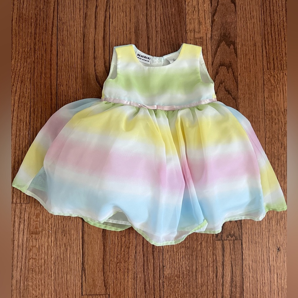 Rainbow pastel poofy dress - 12‎ months